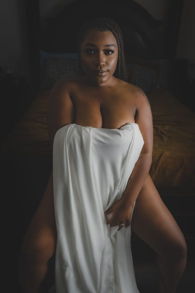 JW Intimates boudoir white sheet session